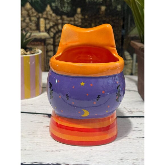 Ceramic Halloween Witch Boot Planter/Vase Purple & Orange - Picture 6 of 8
